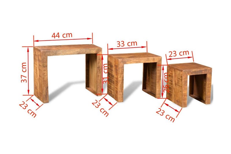 Settbord 3 deler heltre mango - Mangotre - Møbler - Bord - Sofabord