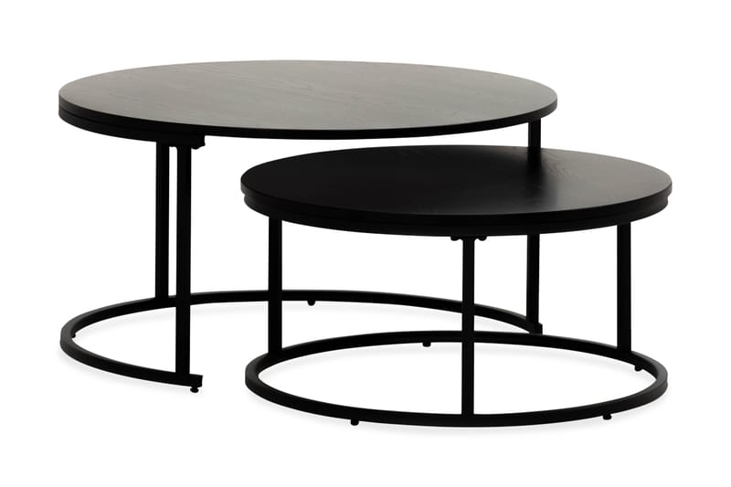 Thyra Settbord - Svart - Sofabord - Sammenleggbart bord - Speilbord - Settbord