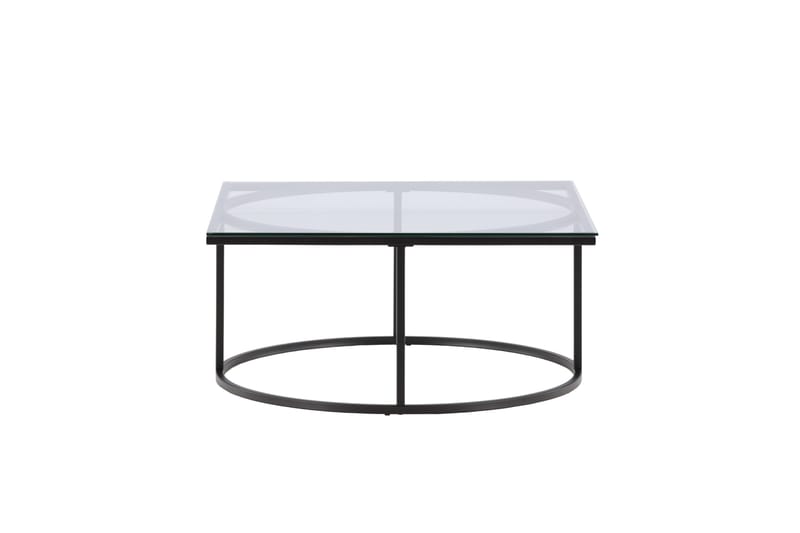 Varismo Sofabord 90x90x42 cm - Svart - Sofabord - Sammenleggbart bord - Speilbord - Sofabord med oppbevaring - Sofabord med hjul - Hev og senkbart sofabord