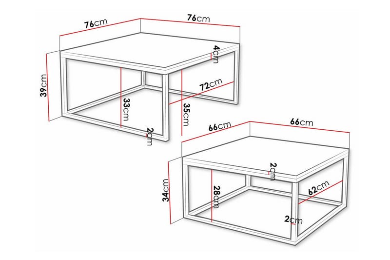 Wardner Sofabord 76 cm - Hvid - Møbler - Bord - Sofabord