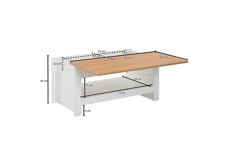 Wilhem Sofabord 85 cm Rektangulær - Hvit - Møbler - Bord - Sofabord