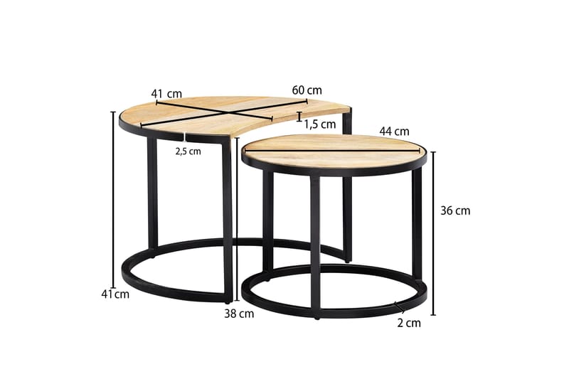 Willowdale Settbord 60 cm Halvsirkel - Brun / Svart - Møbler - Bord - Sofabord