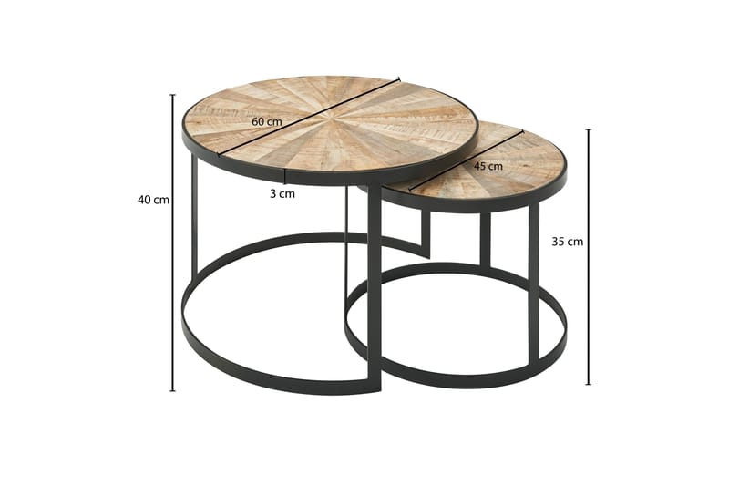 Willowdale Settbord 60 cm Rundt - Mörkgrå/Svart - Møbler - Bord - Sofabord