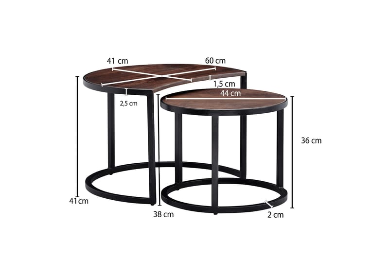 Willowdale Settbord 60 cm Rundt - Teak/Svart - Møbler - Bord - Sofabord