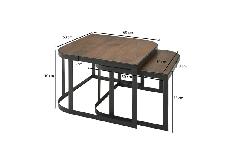 Willowdale Settbord 60 cm - Teak/Svart - Møbler - Bord - Sofabord