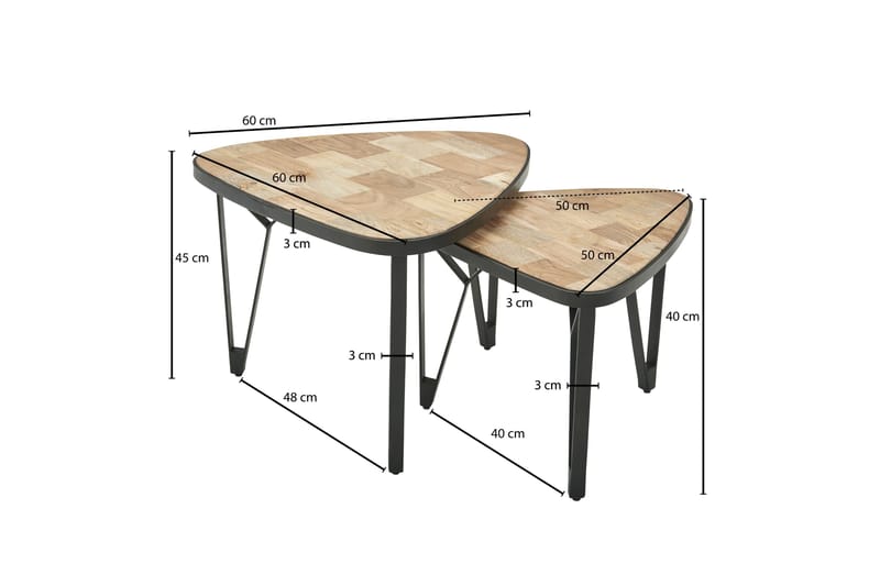 Willowdale Settbord 60 cm Trekantet - Brun / Svart - Settbord - Sofabord