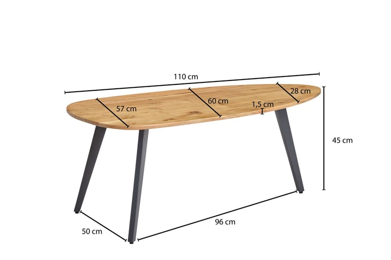 Willowdale Sofabord 110 cm - Brun / Svart - Sofabord