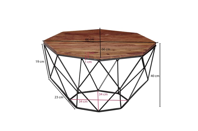 Willowdale Sofabord 66 cm Hexagon - Brun/Svart - Møbler - Bord - Sofabord