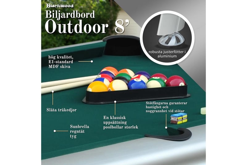 Biljardbord Blackwood Outdoor 8’ - Svart - Møbler - Bord - Spillebord - Biljardbord