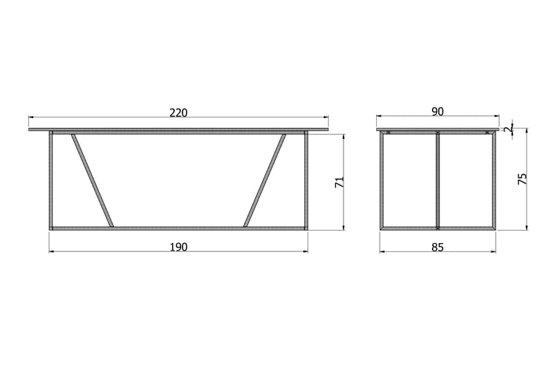 Atila Spisebord 220 cm - Svart Eik - Møbler - Bord - Spisebord & kjøkkenbord