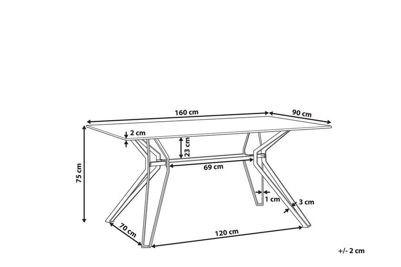 Ballina Spisebord 160 cm - Hvit / Svart - Spisebord & kjøkkenbord