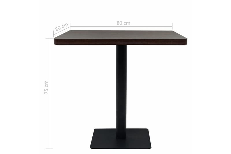 Bistrobord MDF og stål firkantet 80x80x75 cm mørk aske - Mørkebrun - Møbler - Bord - Spisebord & kjøkkenbord