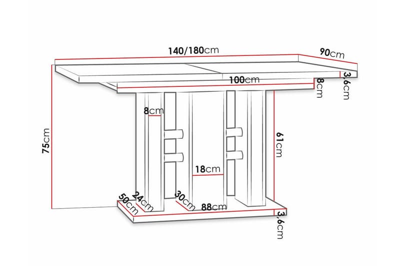 Denogal Spisebord 90 cm - Svart - Møbler - Bord - Spisebord & kjøkkenbord