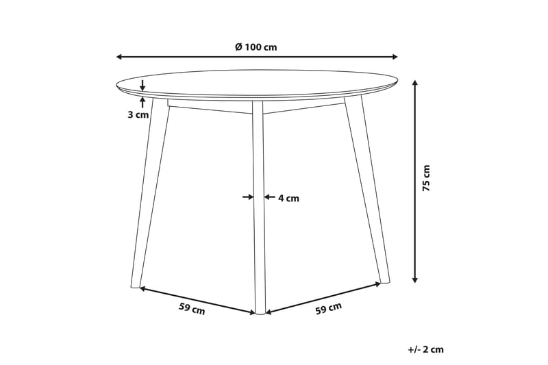 Emeroo Spisebord 100 cm - Hvit - Spisebord & kjøkkenbord