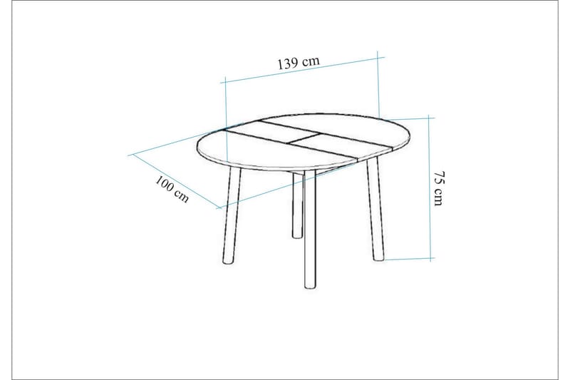 Oliver Spisebord 100 cm - Eik/Hvit - Møbler - Bord - Spisebord & kjøkkenbord