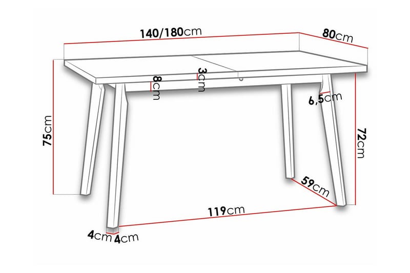 Patrickswell Spisebord 80 cm - Svart - Møbler - Bord - Spisebord & kjøkkenbord