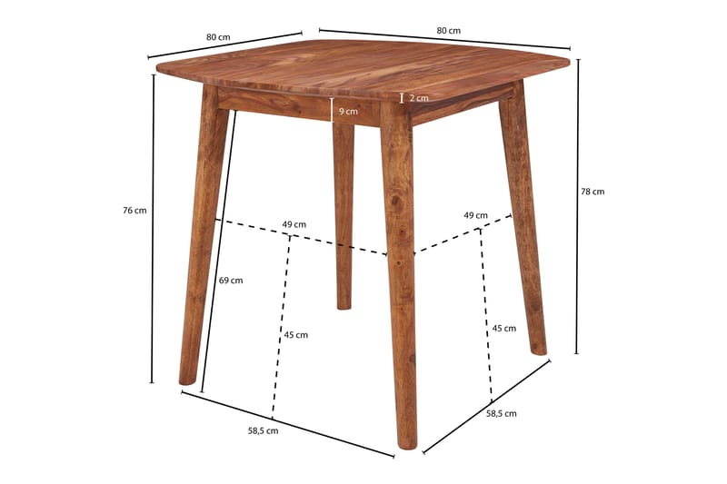 Raengel Spisebord 80 cm - Brun - Møbler - Bord - Spisebord & kjøkkenbord