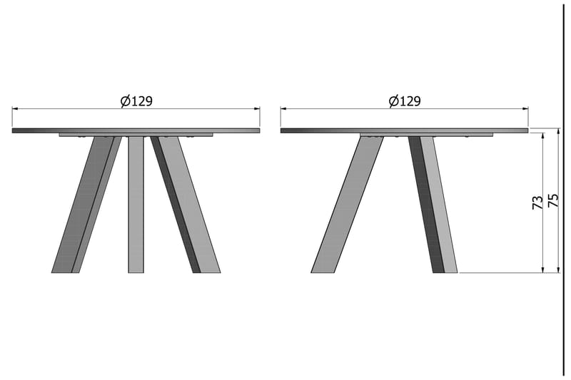 Reba Spisebord 129 cm Rund - Mørkebrun - Møbler - Bord - Spisebord & kjøkkenbord