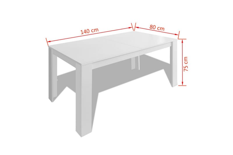 Spisebord 140x80x75 cm Hvitt - Hvit - Møbler - Bord - Spisebord & kjøkkenbord