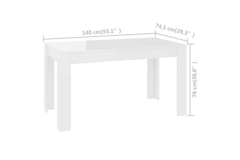 Spisebord høyglans hvit 140x74,5x76 cm sponplate - Hvit - Møbler - Bord - Spisebord & kjøkkenbord