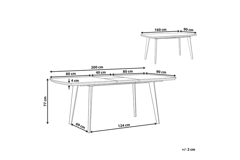 Spisebord sammenleggbart 160/200 x 90 cm MOSBY - Hvit - Møbler - Bord - Spisebord & kjøkkenbord