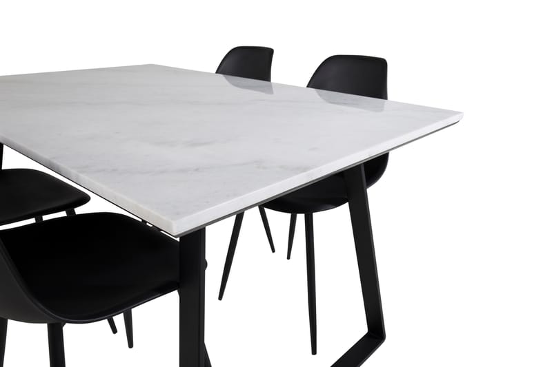 Admira Spisegruppe 140 cm inkl. 4 Ypas Stoler - Marmor/Hvit/Svart - Møbler - Bord - Spisegrupper