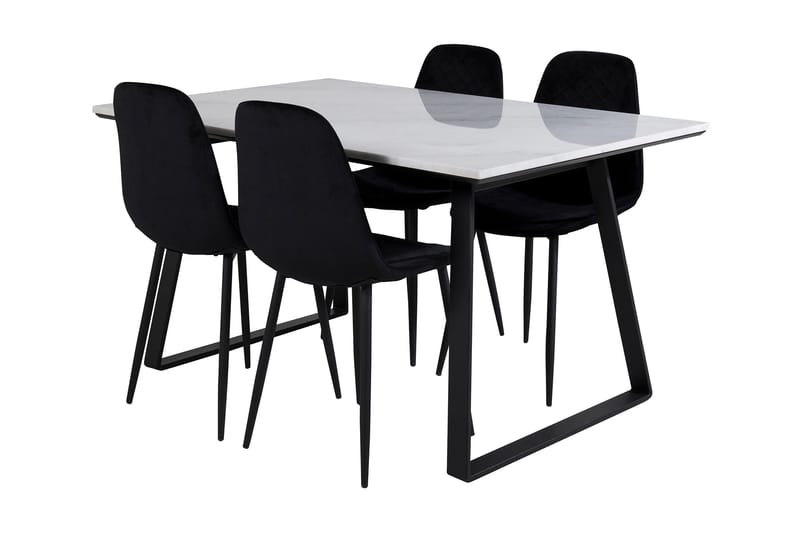 Admira Spisegruppe 140 cm inkl. 4 Ypas Stoler - Marmor/Hvit/Svart - Møbler - Bord - Spisegrupper