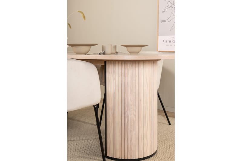 Biana Spisegruppe 200 cm Oval inkl. 4 Berita Fløyelsstoler - Beige/Svart - Møbler - Bord - Spisegrupper