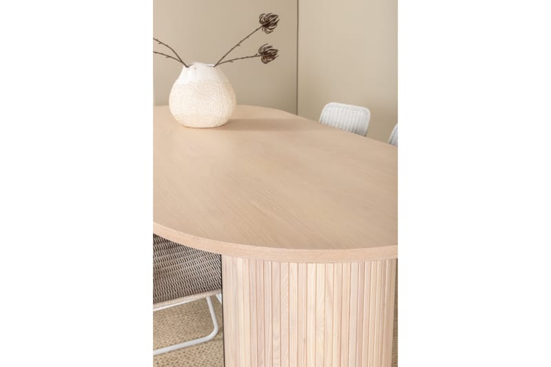 Biana Spisegruppe 200 cm Oval inkl. 4 Ezra Stoler - Beige/Hvit - Møbler - Bord - Spisegrupper