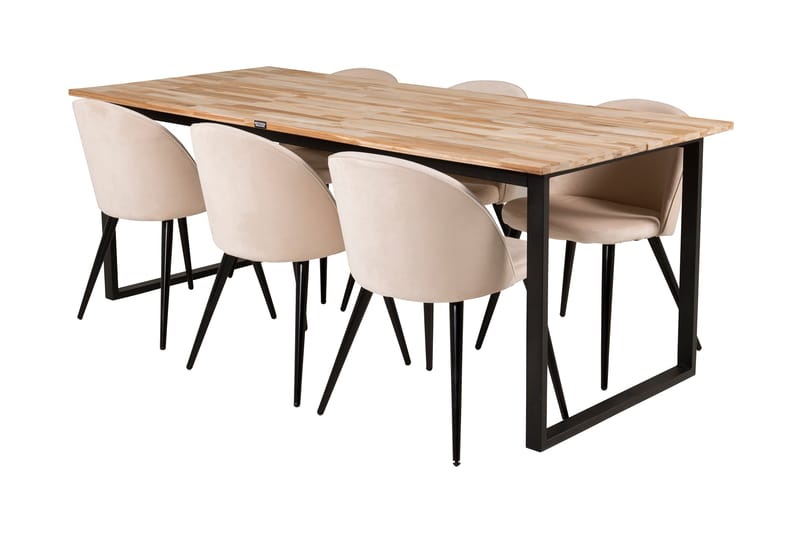 Ezra Spisebord med 6 Valeri Spisestoler Fløyel - Spisegrupper