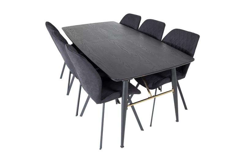 Irunea Forlengningsbar Spisegruppe 180 cm inkl. 6 Sumoas Sto - Svart - Møbler - Bord - Spisegrupper