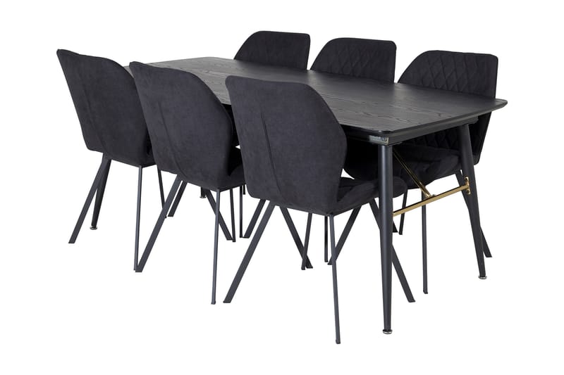 Irunea Forlengningsbar Spisegruppe 180 cm inkl. 6 Sumoas Sto - Svart - Møbler - Bord - Spisegrupper