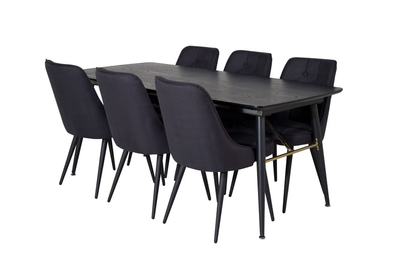 Irunea Forlengningsbar Spisegruppe 180 cm inkl. 6 Valera Sto - Svart/Hvit - Møbler - Bord - Spisegrupper