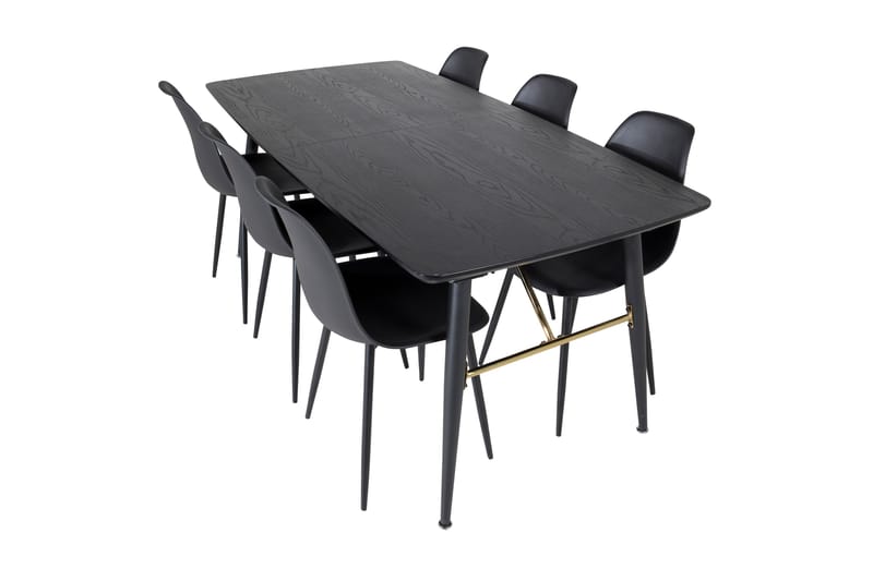 Irunea Forlengningsbar Spisegruppe 180 cm inkl. 6 Ypas Stole - Svart - Møbler - Bord - Spisegrupper