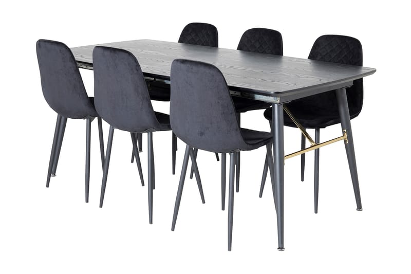 Irunea Forlengningsbar Spisegruppe 180 cm inkl. 6 Ypas Stole - Svart - Møbler - Bord - Spisegrupper