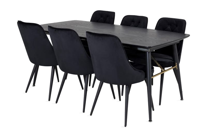 Irunea Forlengningsbar Spisegruppe 180cm inkl 6 Valera Lyx S - Svart - Møbler - Bord - Spisegrupper