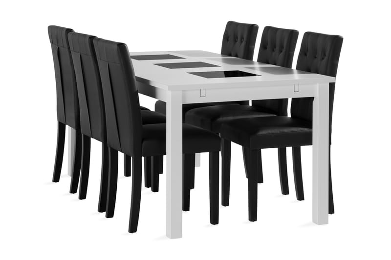 Jasmin Forlengbar Spisegruppe 180cm inkl 6 Brunnevik Stoler - Hvit - Møbler - Bord - Spisegrupper