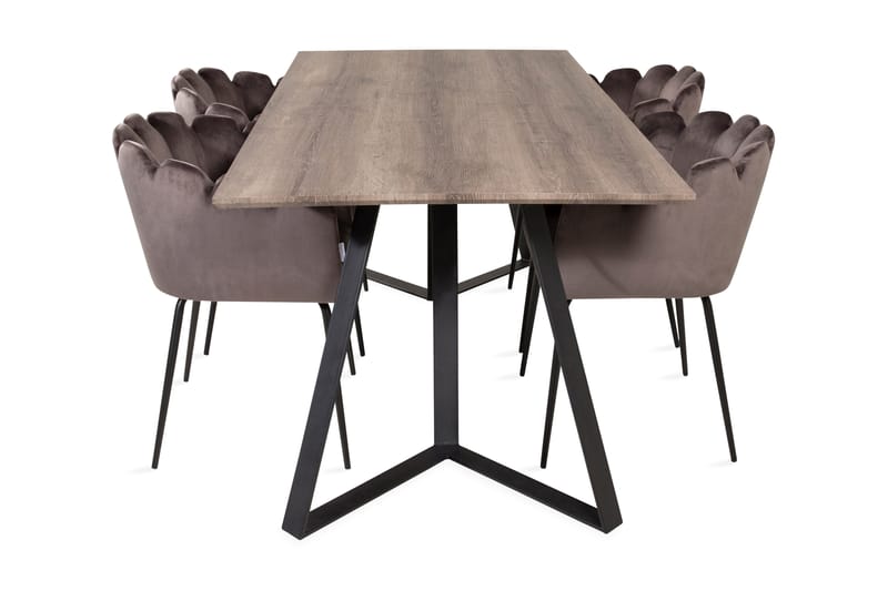 Malvina Spisegruppe 180 cm med 4 Limhamn Spisestoler Grå - Furniture Fashion - Møbler - Bord - Spisegrupper