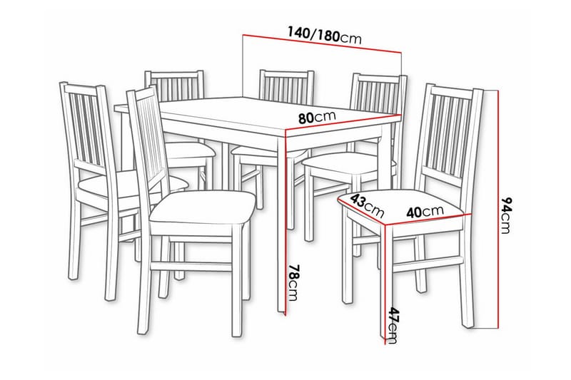 Patrickswell Spisegruppe - Brun/Hvit - Møbler - Bord - Spisegrupper