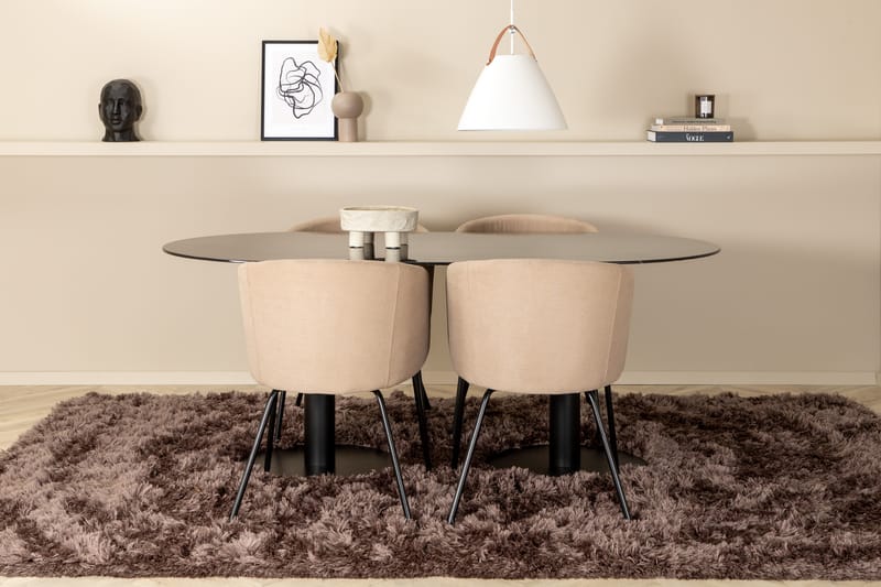 Pillan Matgupp 180 cm Oval inkl 4 Berita Stolar - Marmor/Svart/Beige - Møbler - Bord - Spisegrupper