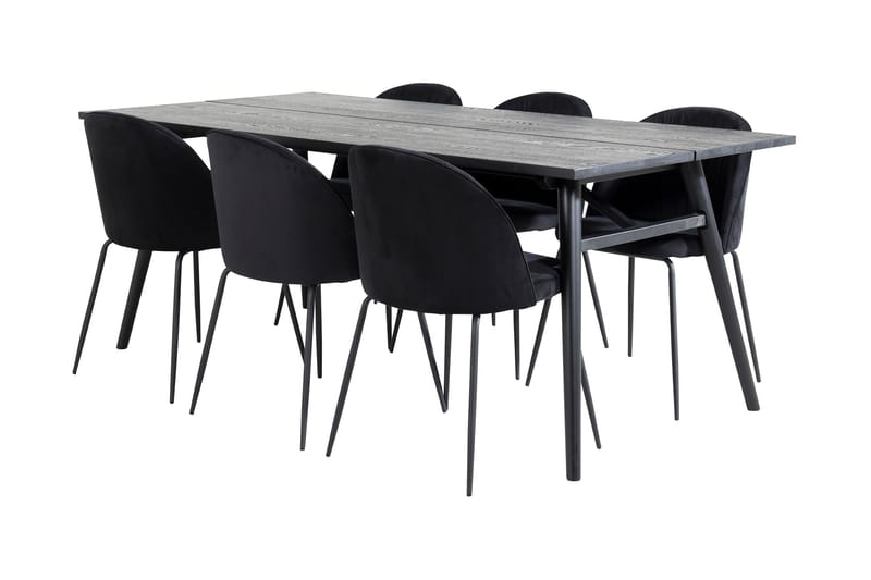 Zenazmi Forlengningsbar Spisegruppe 195 cm inkl. 6 Foyos Sto - Svart - Møbler - Bord - Spisegrupper