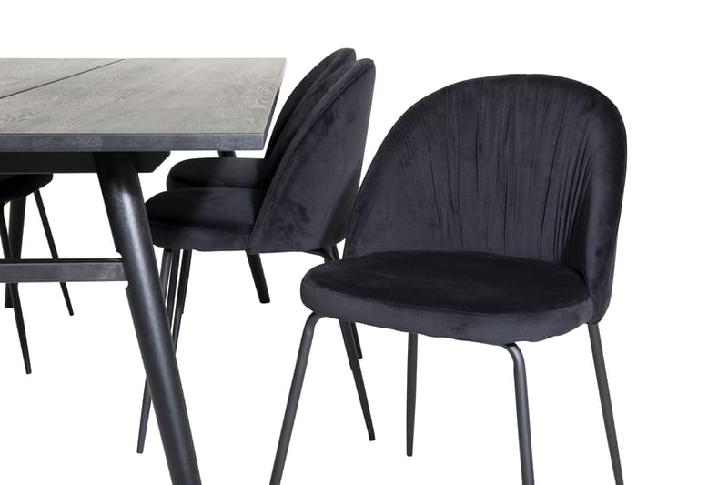 Zenazmi Forlengningsbar Spisegruppe 195 cm inkl. 6 Foyos Sto - Svart - Møbler - Bord - Spisegrupper