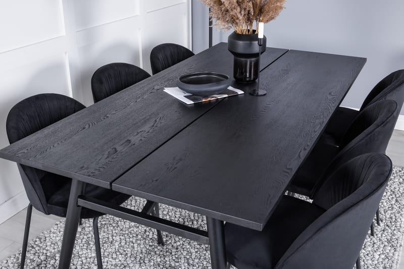 Zenazmi Forlengningsbar Spisegruppe 195 cm inkl. 6 Foyos Sto - Svart - Møbler - Bord - Spisegrupper