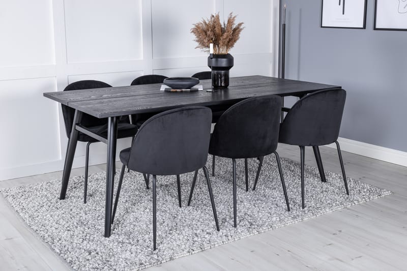 Zenazmi Forlengningsbar Spisegruppe 195 cm inkl. 6 Foyos Sto - Svart - Møbler - Bord - Spisegrupper