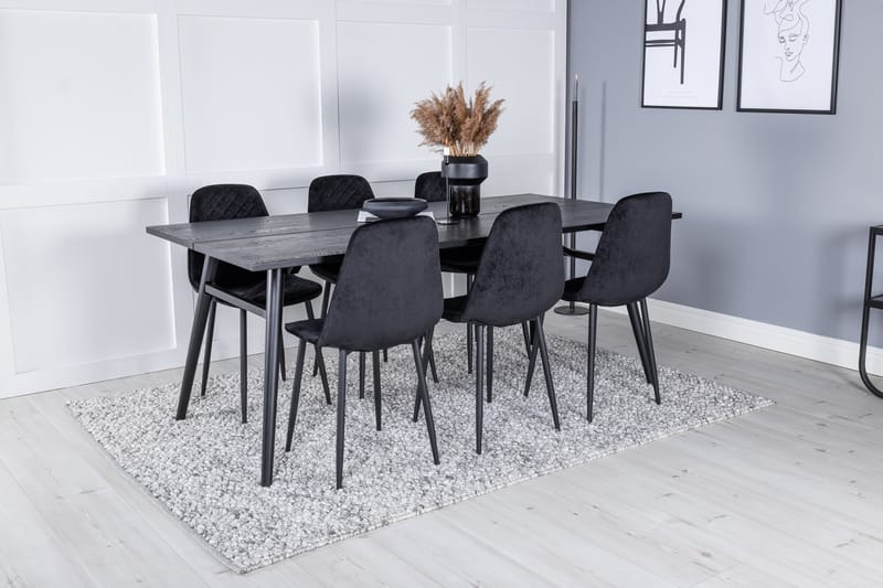 Zenazmi Forlengningsbar Spisegruppe 195 cm inkl. 6 Ypas Stol - Svart - Møbler - Bord - Spisegrupper