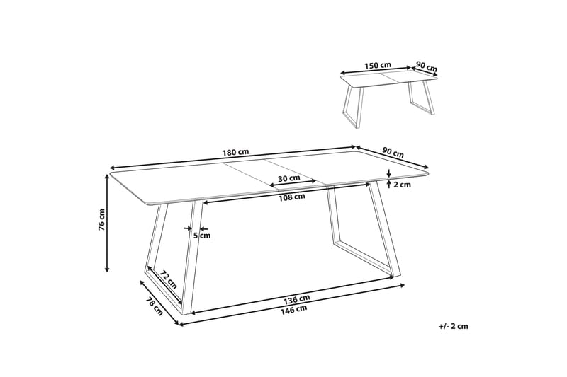 Stephenville Spisebord Uttrekkbart 150-180x90 cm - Svart - Møbler - Bord - Spisebord & kjøkkenbord