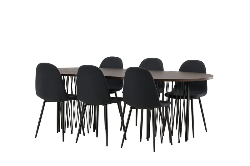 Stonaro Spisegruppe 220 cm Oval med 6 Bennie Stoler - Svart - Møbler - Bord - Spisegrupper