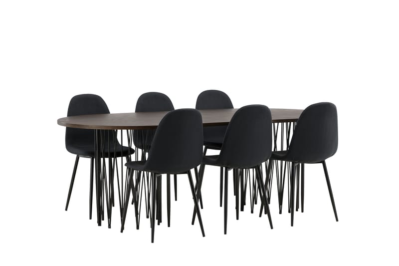 Stonaro Spisegruppe 220 cm Oval med 6 Bennie Stoler - Svart - Møbler - Bord - Spisegrupper