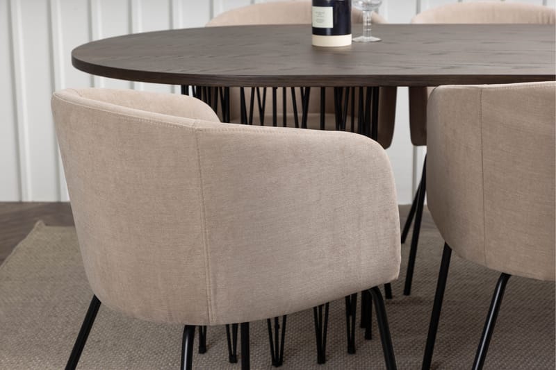 Stonaro Spisegruppe 220 cm Rektangulær med 6 Berita Stoler - Beige - Møbler - Bord - Spisegrupper