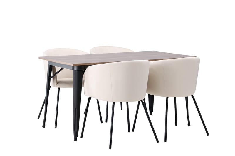 Tempe Matgruppe 140 cm Rektangulær med 4 Berit stoler - Beige - Møbler - Bord - Spisegrupper